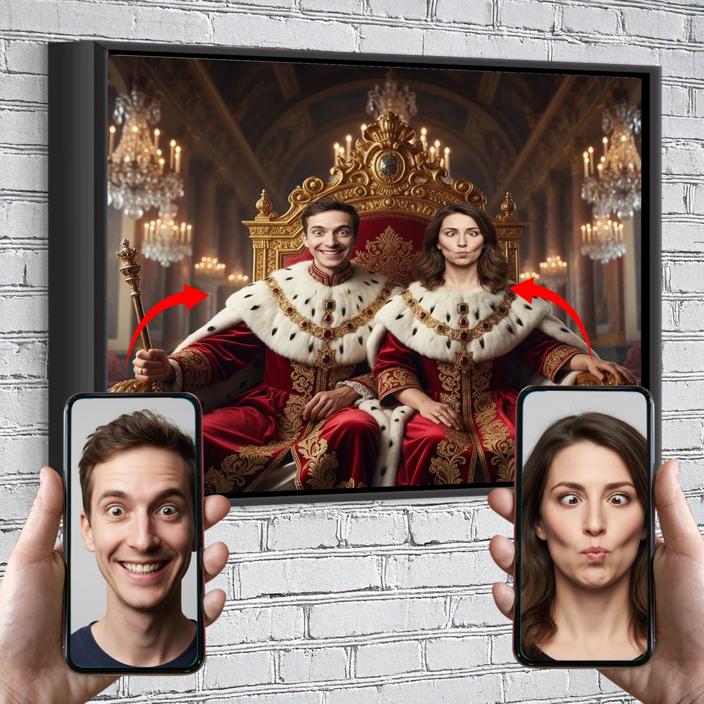 Royal Renaissance Couple Portrait - Personalized King & Queen Masterpiece