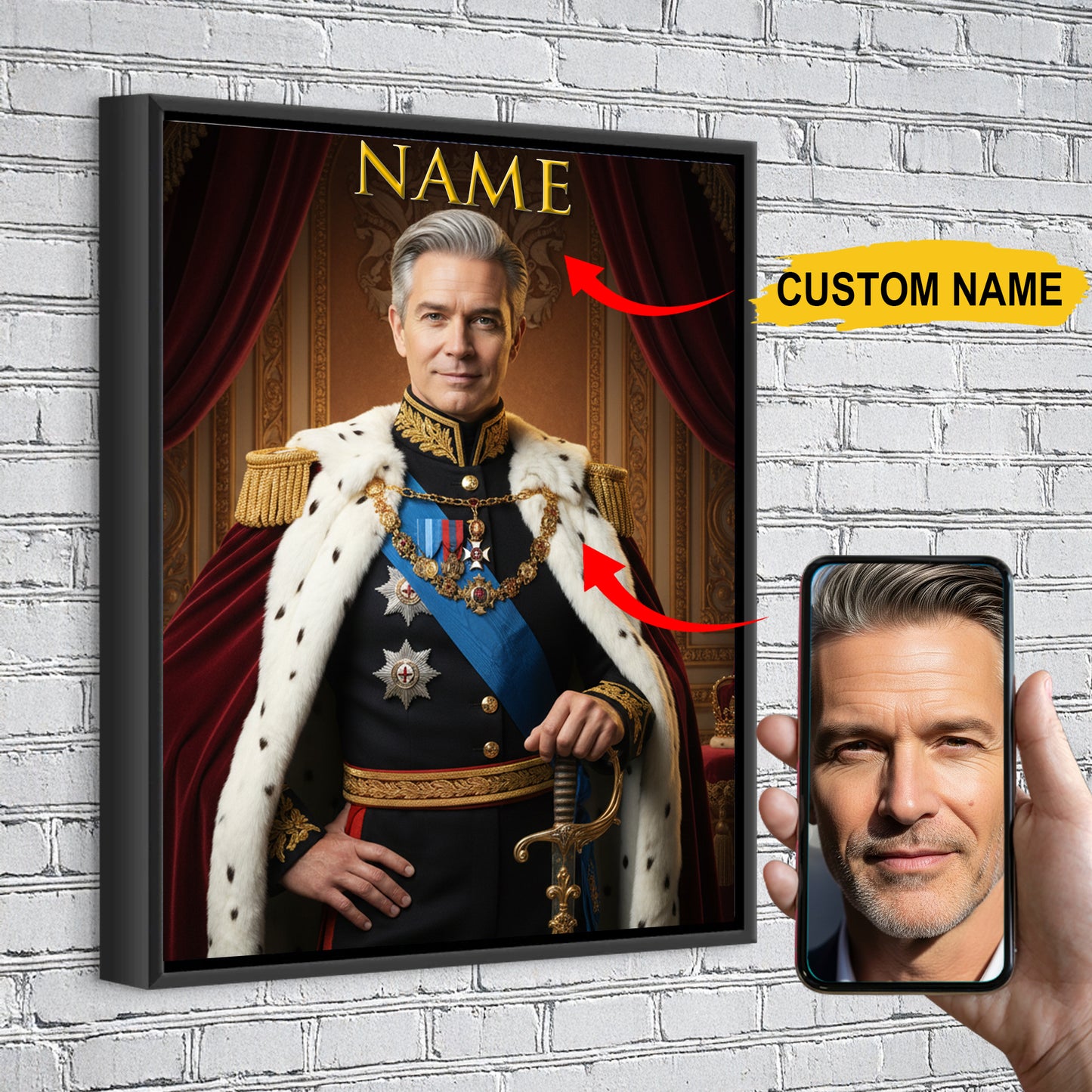 Custom Renaissance King Portrait – Personalized Royal Canvas Gift For You and Your Loved One