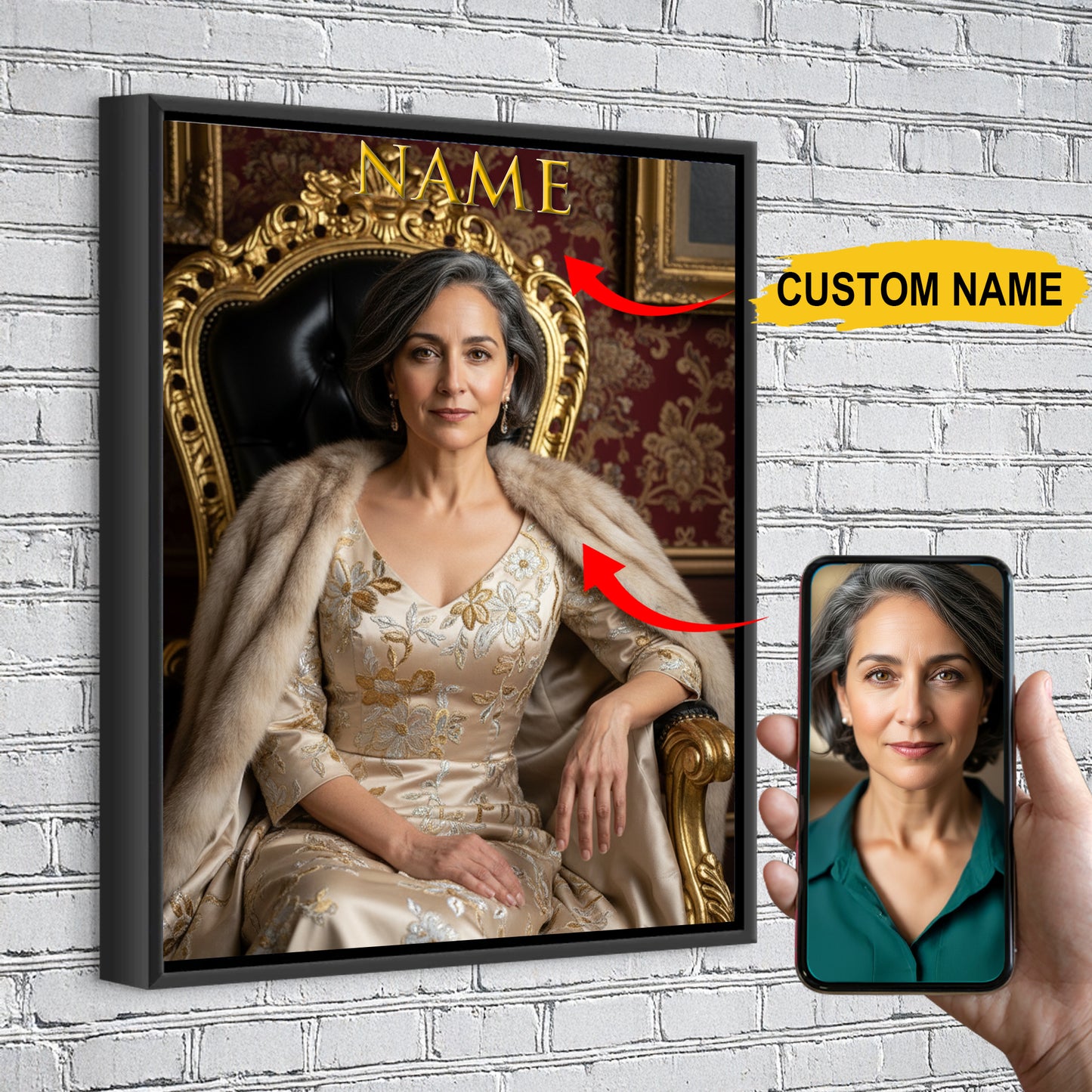 Custom Royal Portrait (Elegant Edition) – Luxurious Personalized Royal Canvas Gift For Loved Ones