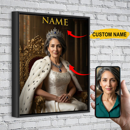 Custom Royal Portrait (Queen Edition) – Personalized Royal Canvas Gift For You and Your Loved Ones