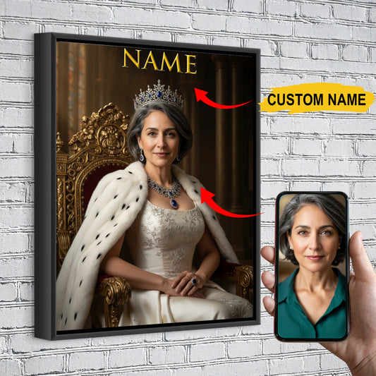 Custom Royal Portrait (Queen Edition) – Personalized Royal Canvas Gift For You and Your Loved Ones