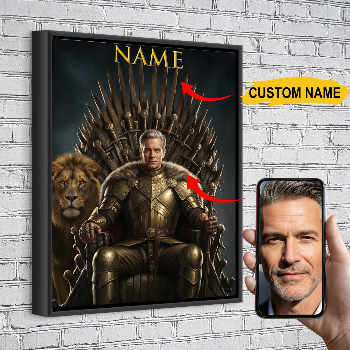 Personalized King Portrait From Picture – Custom Royal Portrait Canvas Gift For Him or Her