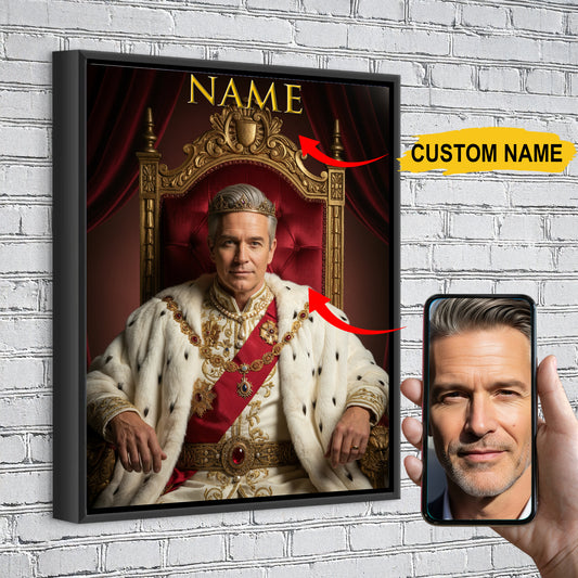 Personalized King Portrait From Picture – Classic Custom Royal Canvas Gift For You and Your Loved Ones