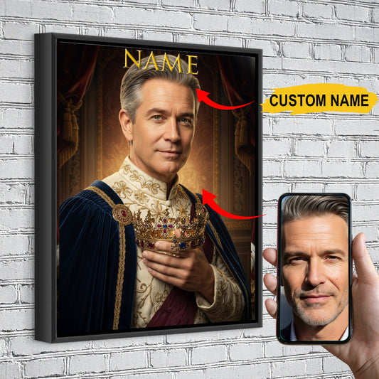 Personalized Renaissance King Portrait – Custom Royal Canvas Gift For You or Your Beloved