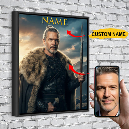 The King of Vikings – Custom Viking Royal Portrait Canvas Gift For Men