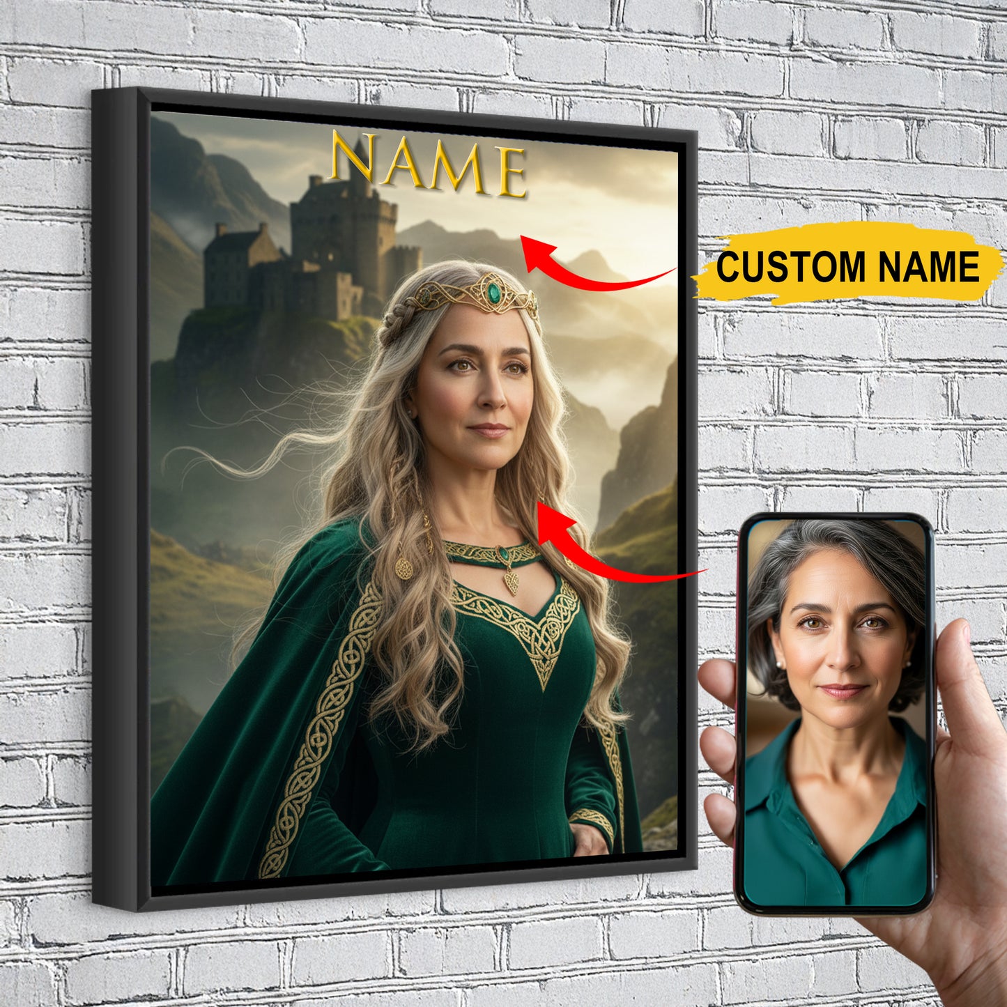 The Celtic Princess – Custom Royal Portrait Gift For Her, Fantasy-Inspired Canvas