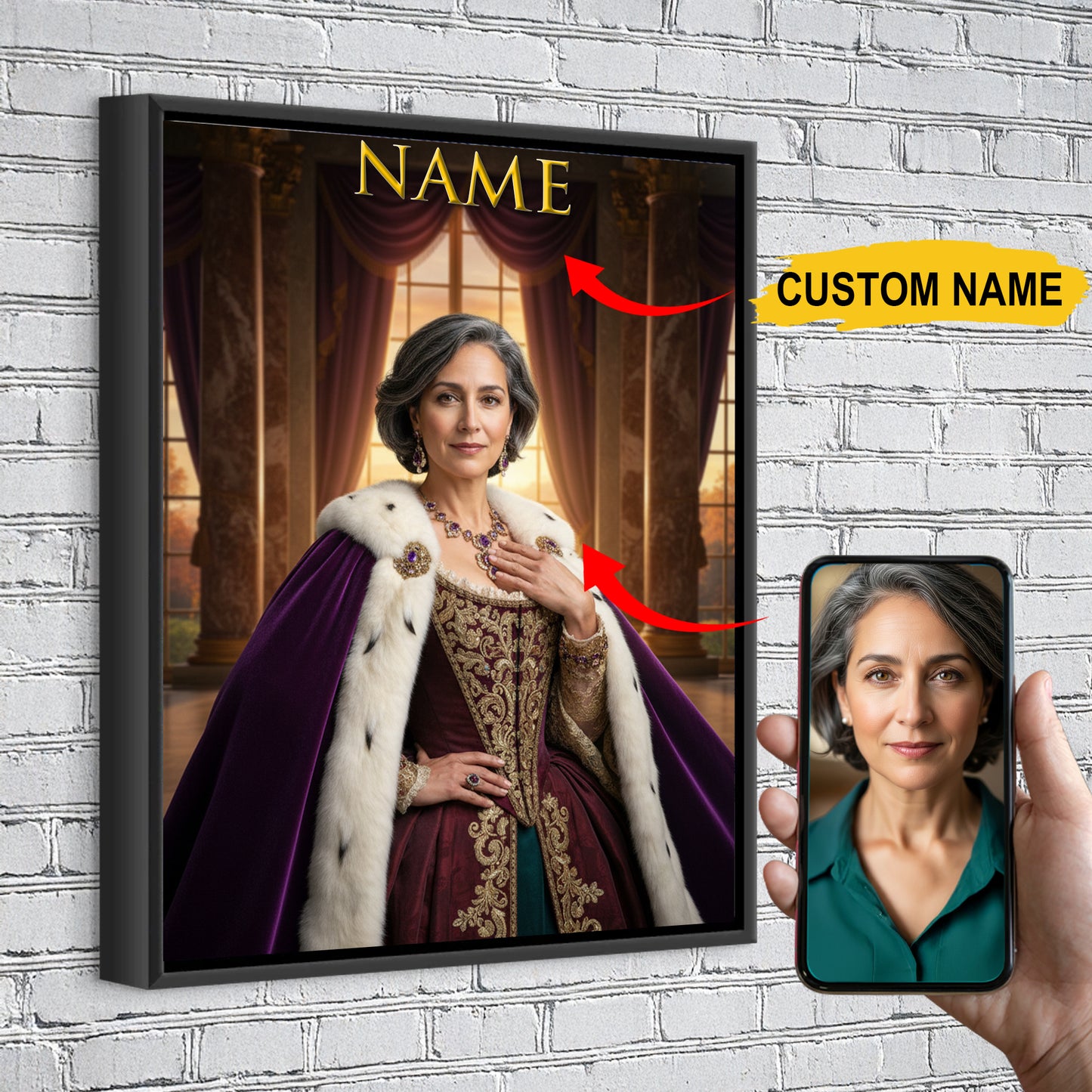 The Glorious Queen – Custom Royal Queen Portrait Gift For You or Your Loved Ones