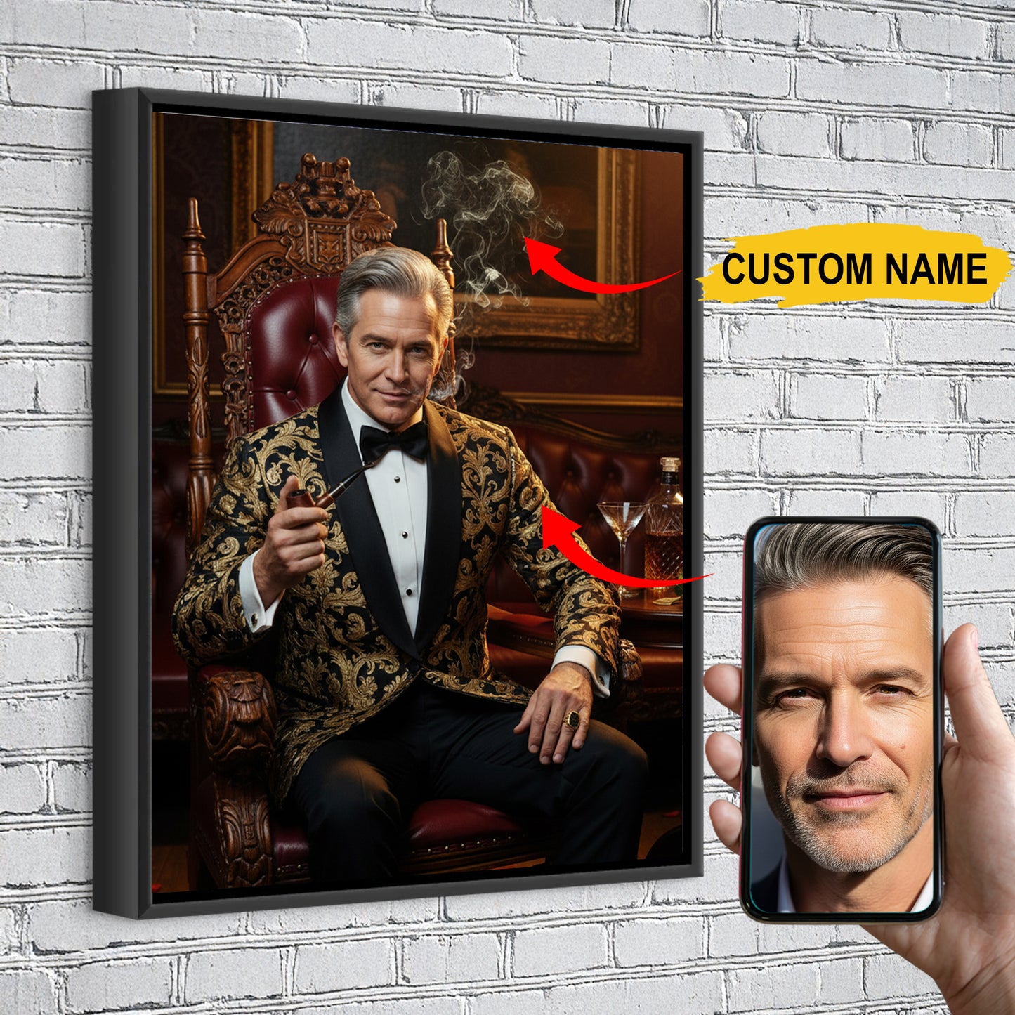 The Godfather – Custom Royal Portrait Gift For Him, Boss-Inspired Canvas Art