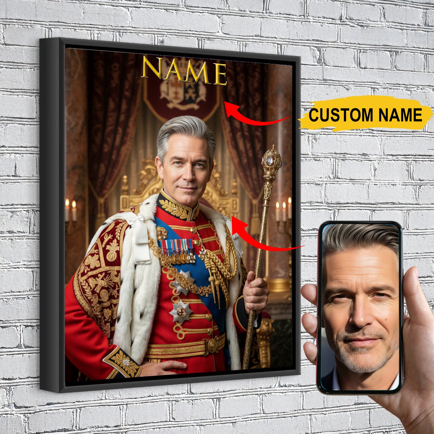 The King Royal Portrait – Personalized Royal Canvas Gift For Him or Her