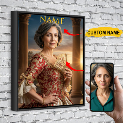 The Queen of Roses – Romantic Custom Royal Portrait Canvas Gift For Her