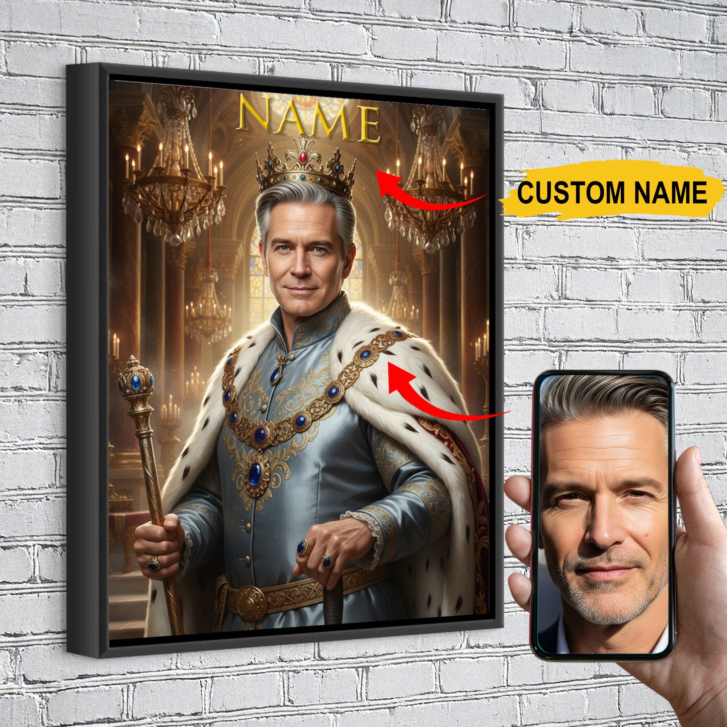 The King of Style – Modern Custom Royal Portrait Canvas Gift For You and Your Beloved